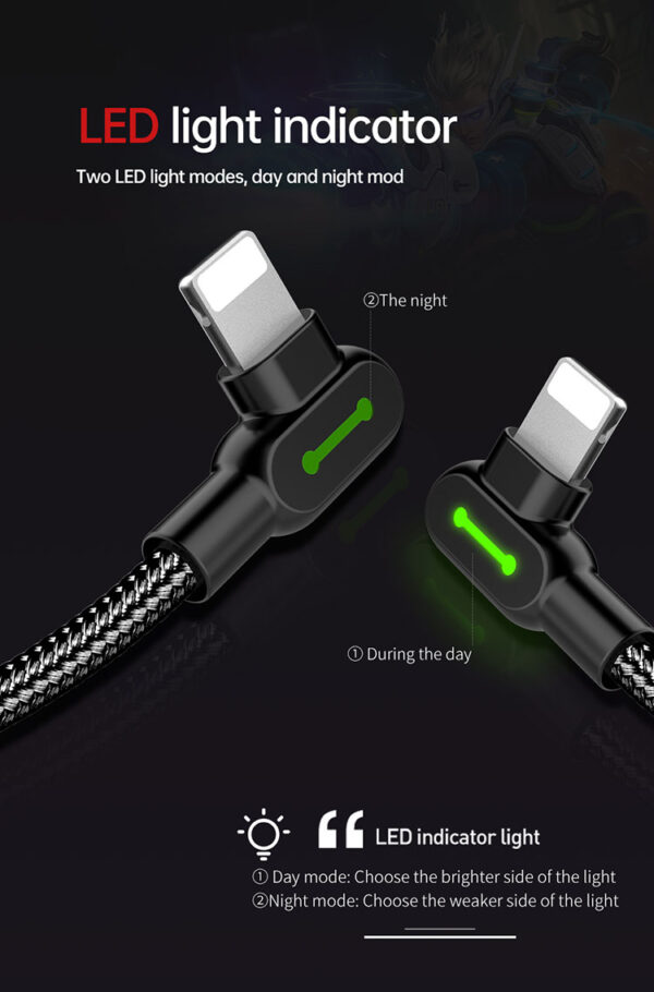 90° Elbow Lightning Cable with LED 1.8m – Mcdodo CA-4673 – Bild 4