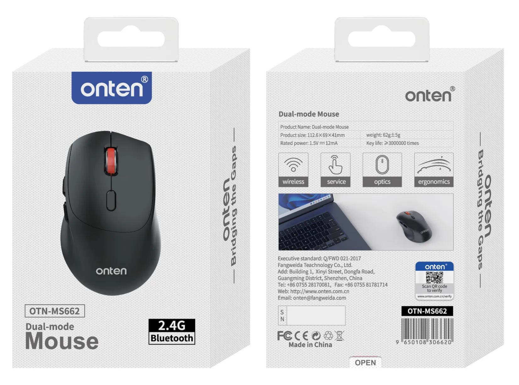 Kabellose Dual-Mode-Maus - Onten OTN-MS662