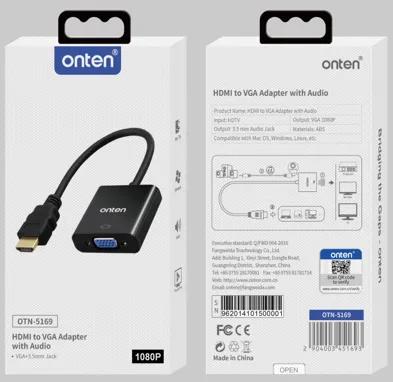 HDMI-zu-VGA-Adapter mit Audio – Onten OTN-5169