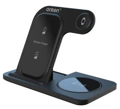 Drahtloses 3-in-1-Ladegerät – Für Smartphone, Smartwatch und kabellose Kopfhörer – Onten OTN-CW12
