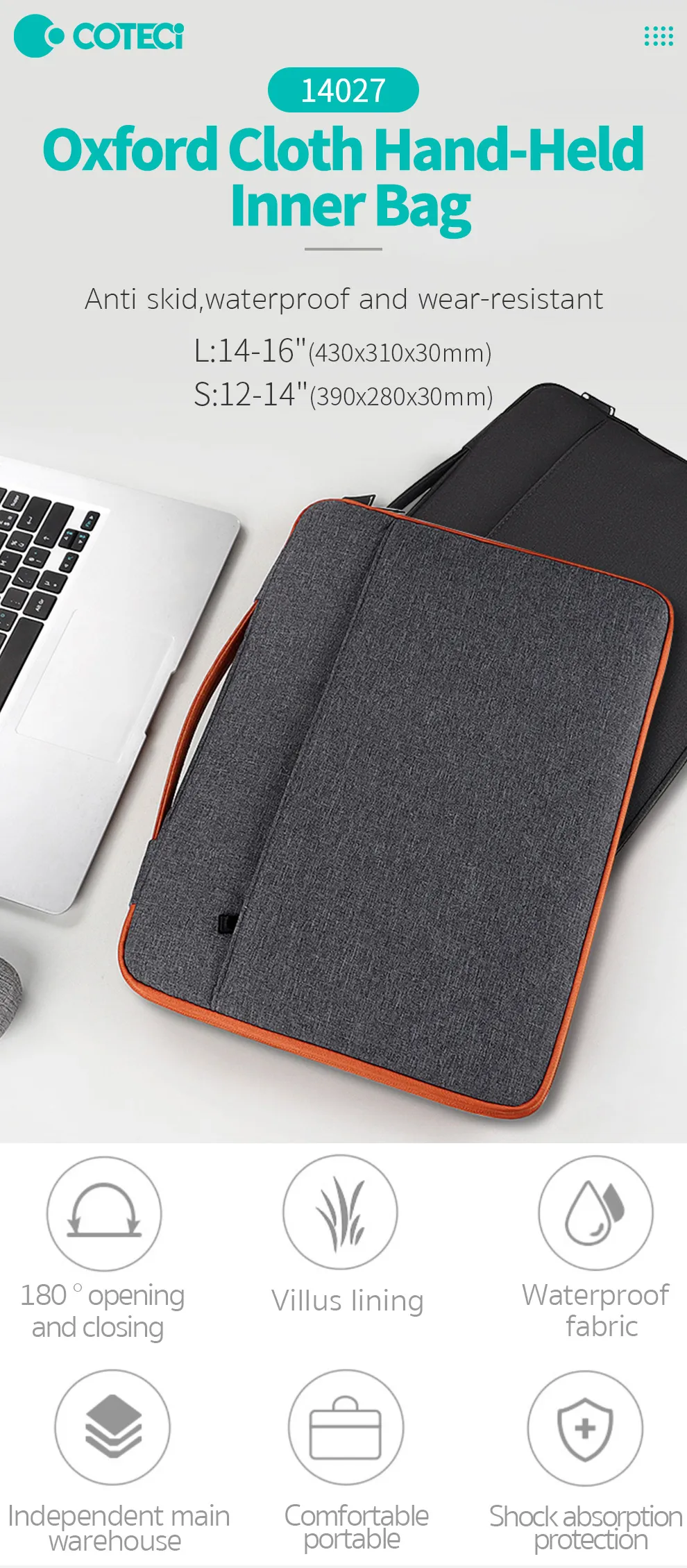 COTECi Laptoptasche 14027 – Wasserdichte Hülle für 14–16 Zoll Laptops | Techmann